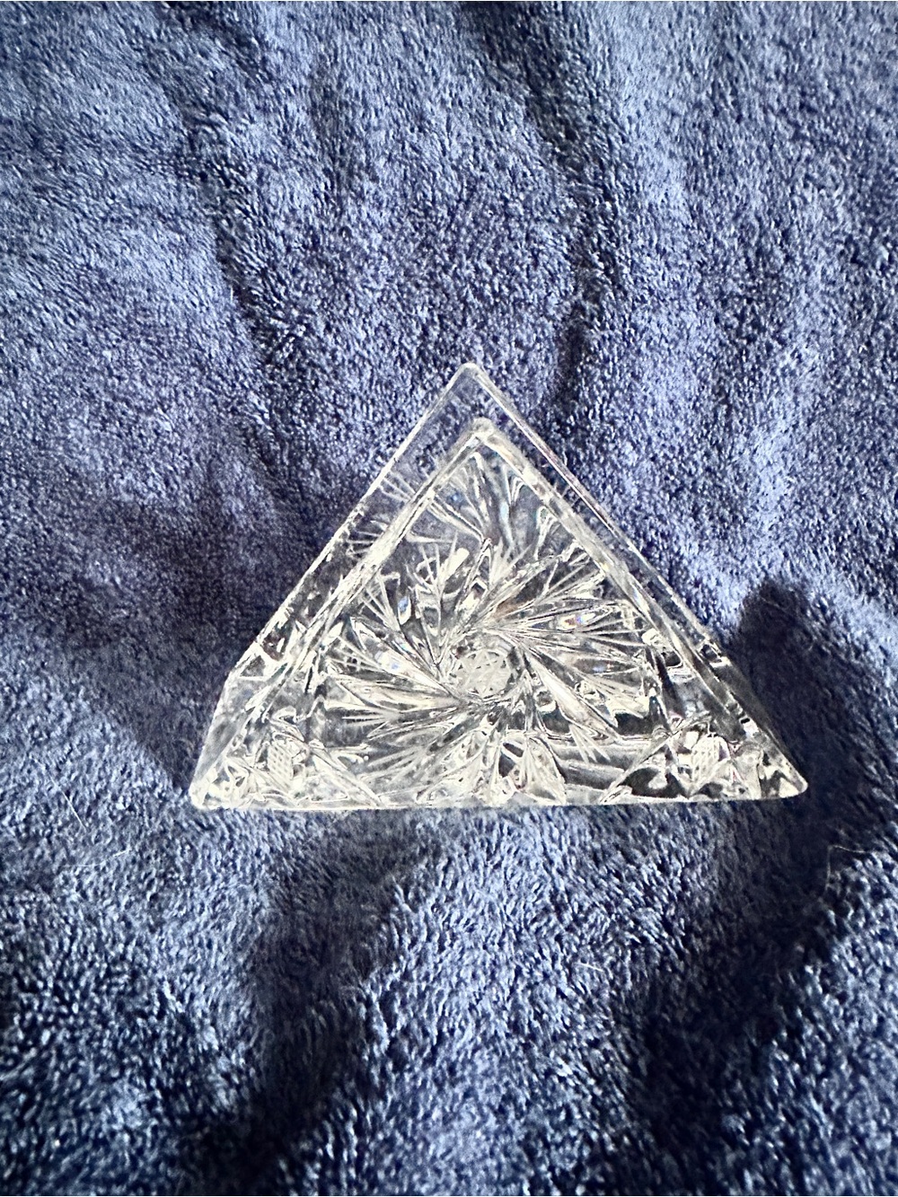 Vtg Violetta Lead Crystal Napkin Holder Hand Cut Made in Poland Etched - 5” X 3”